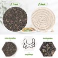 thumbnail image 4 of Yayeee 6 PCS Drink Coasters with Holder Set Woven Absorbent Round Tabletop Hot Pad, Floral Forest Pattern, 4 of 7