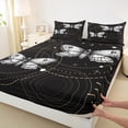 thumbnail image 3 of Feelyou Hippie Moth Butterfly Twin Sheet Sets, Mystic Moon Galaxy Twin Fitted Sheet, Black White Bohemian Style Flat Sheet, Super Cozy Room Decor, 3pcs, 3 of 7