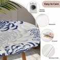 thumbnail image 5 of Navy Blue Chrysanthemum Round Fitted Tablecloth with Elastic Edge, Waterproof Table Cloth Table Cover for 55"-60" Tables, Farmhouse Botanical Floral Modern Tablecloths for Dining Picnic Outdoor, 5 of 9