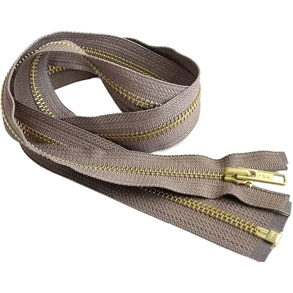 #5 Brass YKK Medium Weight Jacket Separating Zipper - Color: Beige Taupe #187 - Made in The United States (1 Zipper Per Pack) (34" Inches)