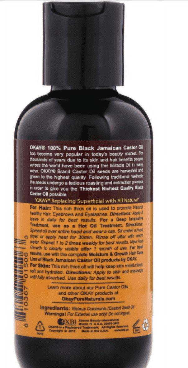 Okay 100% Pure Black Jamaican Castor Oil, 4 oz (Pack of 4)