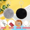 thumbnail image 5 of llaveros con pompones, pompones sintéticos esponjosos, adorno de peluche suave, accesorio colgante para niñas y mujeres (gris, negro), 5 of 5