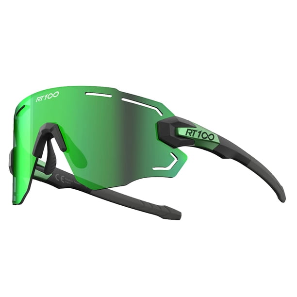 Gafas de sol RT100 Wrap Around sin marco, verdes, para ciclismo