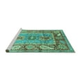 thumbnail image 2 of Ahgly Company Machine Washable Indoor Round Oriental Turquoise Blue Traditional Area Rugs, 7' Round, 2 of 4