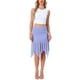 thumbnail image 2 of Faldas midi de malla fluidas con fruncidos y cintura alta asimétrica para mujeres INSPIRE CHIC XL Azul, 2 of 5