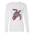 thumbnail image 2 of Wild Bobby, Colorful Rainbow Sea Turtle Animal Lover Womens Graphic Long Sleeve T-Shirt, White, X-Large, 2 of 3