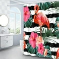 thumbnail image 2 of Tropical Plant Shower Curtain, Green Leaf Botanical Shower Curtain Set, Flamingo Monstera Shower Curtains for Bathroom, Waterproof Fabric with 12 Hooks, 72 x 72 Inches, 2 of 6