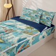 thumbnail image 3 of Castle Fairy Retro Surf Skeleton Tile Zipper Twin Comforter Sets with Fitted Sheet and 2 Pillowcases,Tropical Palm Wave Summer Seamless Print Zipper Bedding Set,Sky Cream,Reversible,4-Piece, 3 of 6