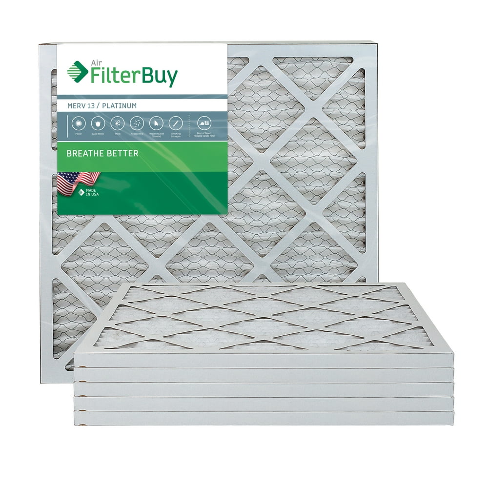 FilterBuy 20x20x1 MERV 13 Pleated AC Furnace Air Filter, (Pack of 6