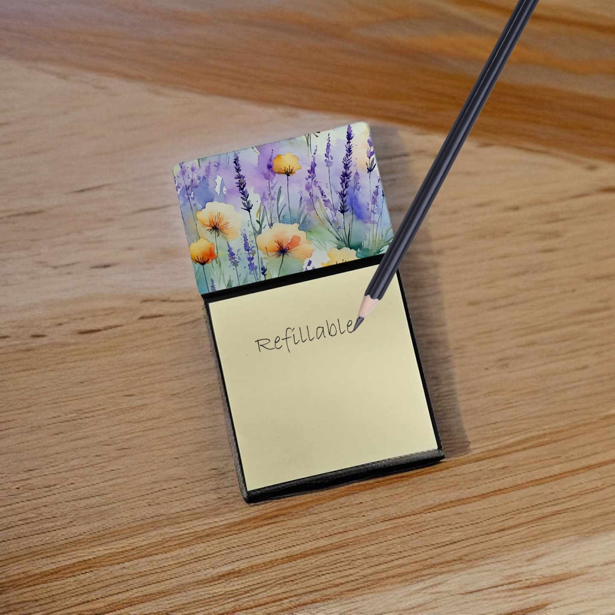 Lavender in Watercolor Sticky Note Holder 3.25 in x 5.25 in