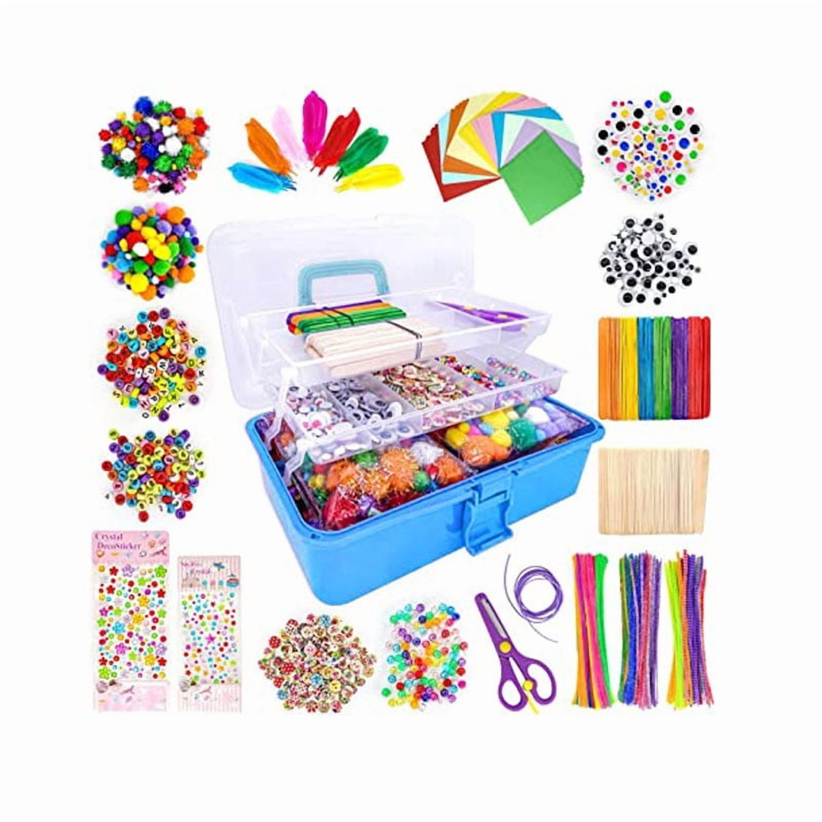 PONPRNGY Arts and Crafts Supplies for Kids - Kids Craft Kit with Pipe Cleaners, Popsicle Sticks, Pompoms & Stickers, All in One Homeschool Supplies, Toys Crafts for Girls Boys