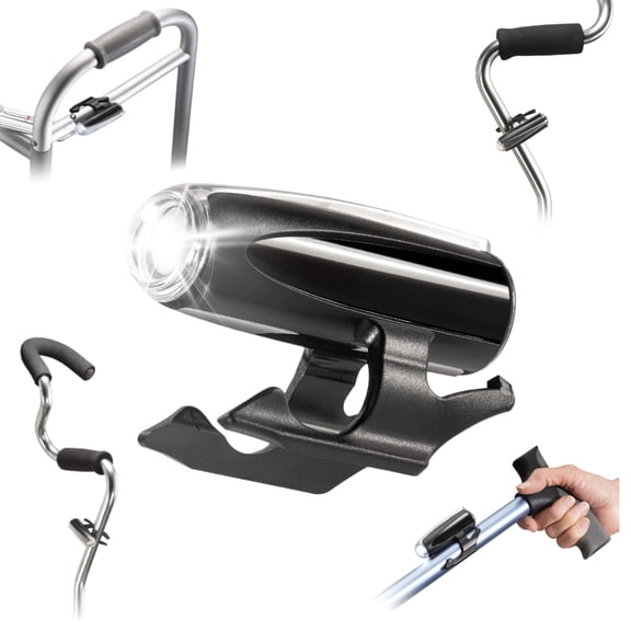 StrongArm Clip-On LED Light - Safety Flashlight for Canes Crutches Grabber Reachers Walker Accessories For Seniors Clip On Light For Walking At Night Battery Included
