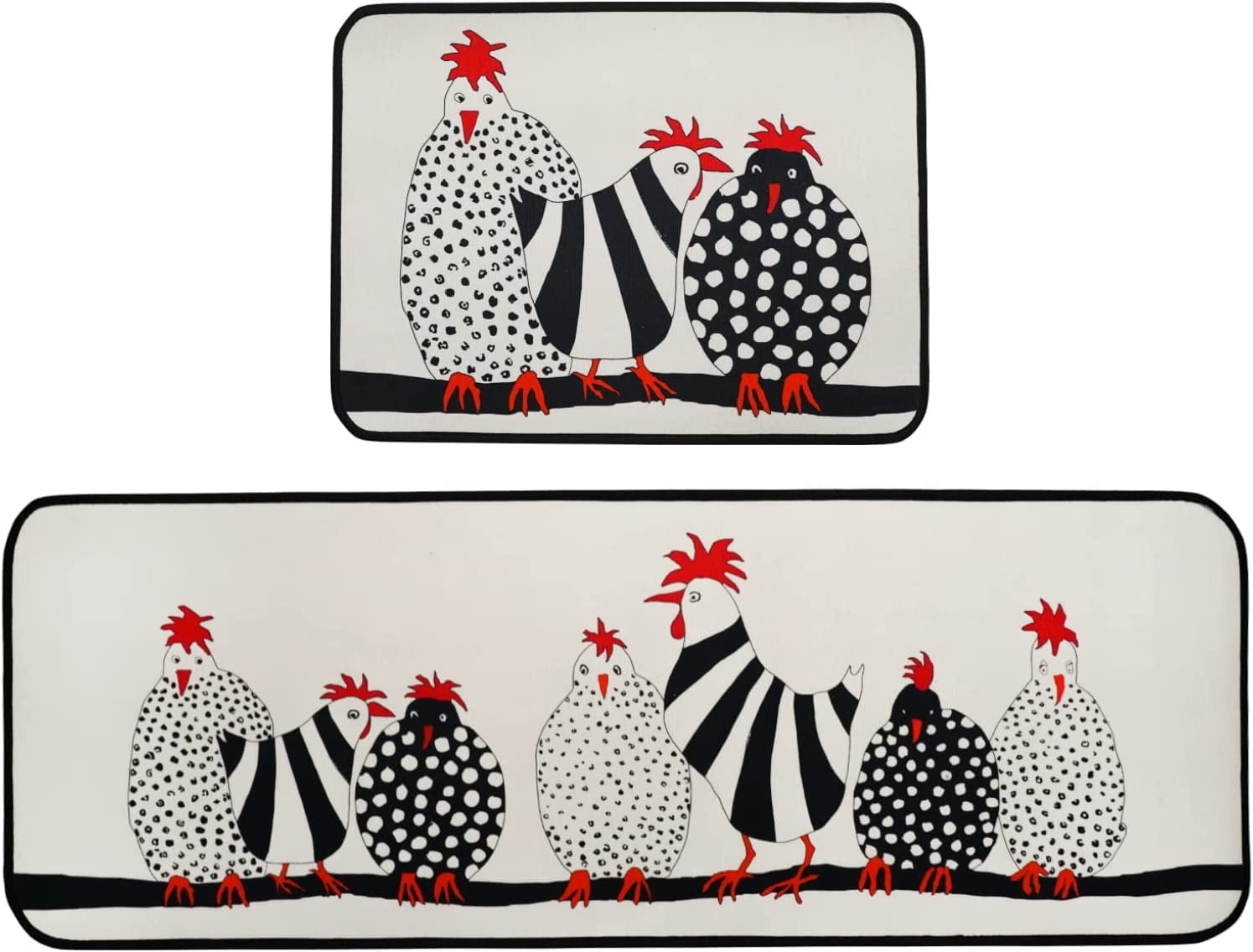 Rooster Farmhouse Kitchen Rugs Set 2 Piece Colorful Summer Decorative