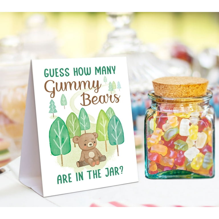 Guess How Many Gummy Bears Baby Shower Game 50 Cards and Matching Standing Sign