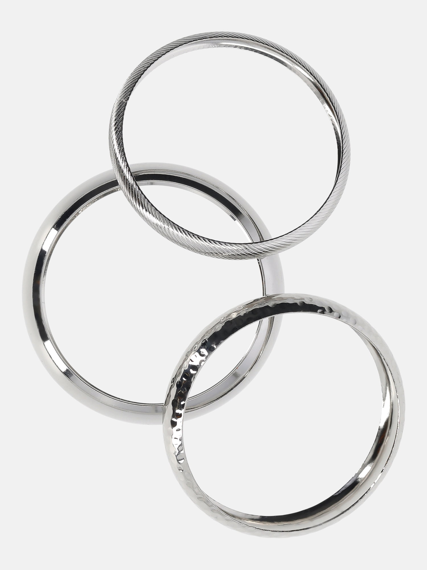 No Boundaries Silver-Tone Bangles, 3-Pack, Women's