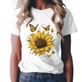 thumbnail image 2 of Zhden Graphic Tshirts for Women Sunflower Crew Neck Tshirt Summer Shirt Sleeve Loose Fit Tops Casual Basic Tees Tops（White,XXXL）, 2 of 6