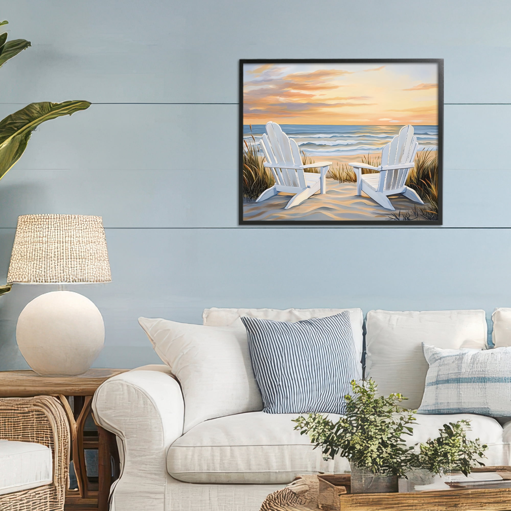 Stupell Industries Wave Watching Spot at Sunset Black Framed Giclee Art, design by Petal Prints Design