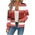 thumbnail image 2 of Women's Winter Outerwear Jacket Gradient Printed Pocket Zipper Long Sleeve Casual No Hood, 2 of 5