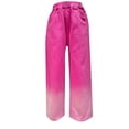 thumbnail image 5 of Tfken Toddler Girls Trousers Size 12-13 Years Straight-Leg Casual Outdoor Soft Elastic Waist Gradient Pink Pants, 5 of 5