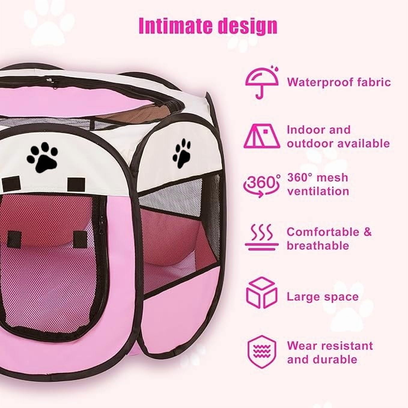 Portable Pet Playpen, Dog/Cat Playpen Foldable Pet Exercise Pen Tents Dog Kennel House Playground for Indoor Outdoor Travel Camping Use,30"x30"x18"