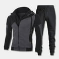 thumbnail image 4 of BXINGOHAI 2 Pieces Sweatsuits for Men Fashion Color Block Hoodies Tracksuit Full Zip Up Long Sleeve Sweatshirts With Drawstring Sweatpants 2024 Outdoor Jogging Outfits Sets Black,XL, 4 of 5