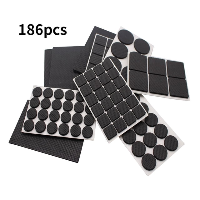 186pcs Adhesive Rubber Feet Anti-slip Chair Leg Pads Felt Feet Floor Protector Pad