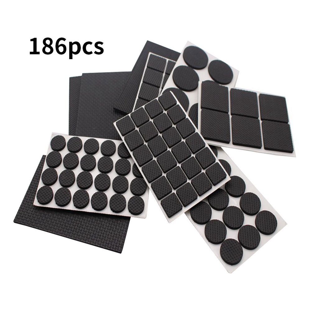 186pcs Adhesive Rubber Feet Anti-slip Chair Leg Pads Felt Feet Floor