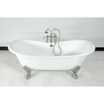 thumbnail image 3 of Aqua Eden VCT7DS7231NL8 72" Cast Iron Oval Double Slipper Clawfoot Tub (7" Faucet Drillings), White/Brushed Nickel, 3 of 8