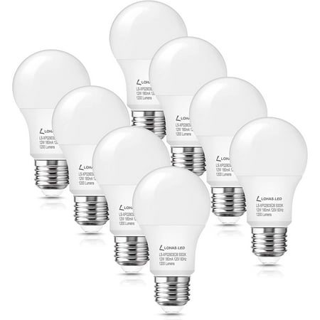 

LOHAS Dimmable A19 LED Light Bulb Daylight White 5000K LED Bulbs 12Watt(75W-100W Equivalent) 1200LM Edison Bulb E26 Medium LED Bulb 8 pack