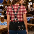 thumbnail image 5 of XIAOCHA Reddish Plaid Oktoberfest Suspender Graphic T Shirt For Women Crew Neck Short Sleeve Party Top, 5 of 7
