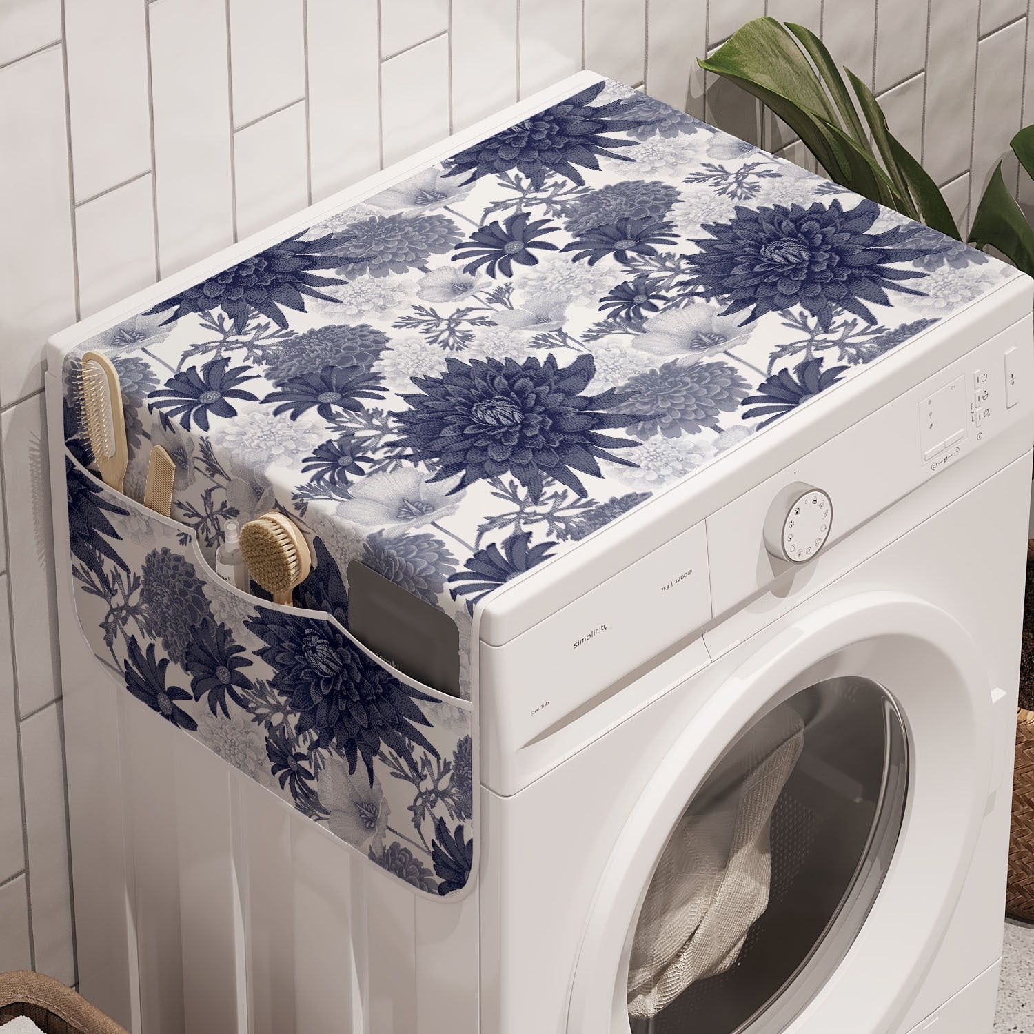 Ambesonne Botanic Form Washing Machine Organizer Cover for Washer Dryer Ambesonne Botanic Form Washing Machine Organizer Cover for Washer Dryer