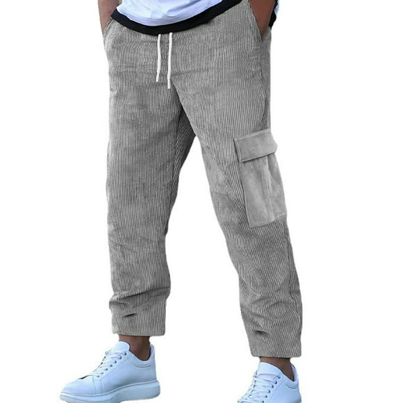 JHLZHS Mens Cargo Pants Black Mens Corduroy Vintage Cargo Sweatpants Long Solid Elastic Waist Casual Pants Hop Streetwear Pant Fleece Pants Men Mens Casual Pants Relaxed Fit Elastic Waist