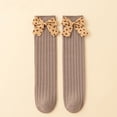 thumbnail image 2 of Xijirk Girls Heart Bow Calf Socks Vertical Ribbed Cute Decorative Toddler Socks for Little Girls 0-12 Years, 2 of 4