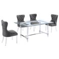 thumbnail image 1 of 5pc. Ensemble de Repas en Verre de 68 x 40 Po avec 4 Chaises et Acier Inoxydable Argenté, 1 of 4