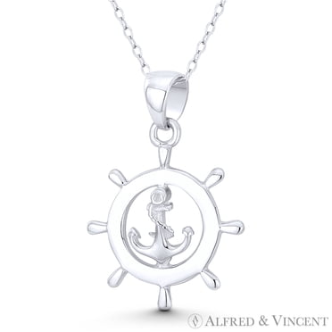 Sailor's Anchor Nautical Luck Charm .925 Sterling Silver Pendant & Chain Necklace