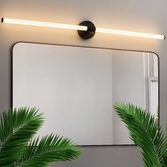 Deyidn 48.9 inch Black Modern Wall Sconce, Dimmable LED Light Bar for Mirror, Dresser, or Vanity