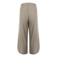 thumbnail image 4 of Tittly Cotton Pants for Women Pants for Women Trendy Womens Capri Pants Wide Leg Yoga Capris Summer Casual Lounge Cropped Pants with Pockets Comfy Pants Women Flowy Pants Beige L, 4 of 7