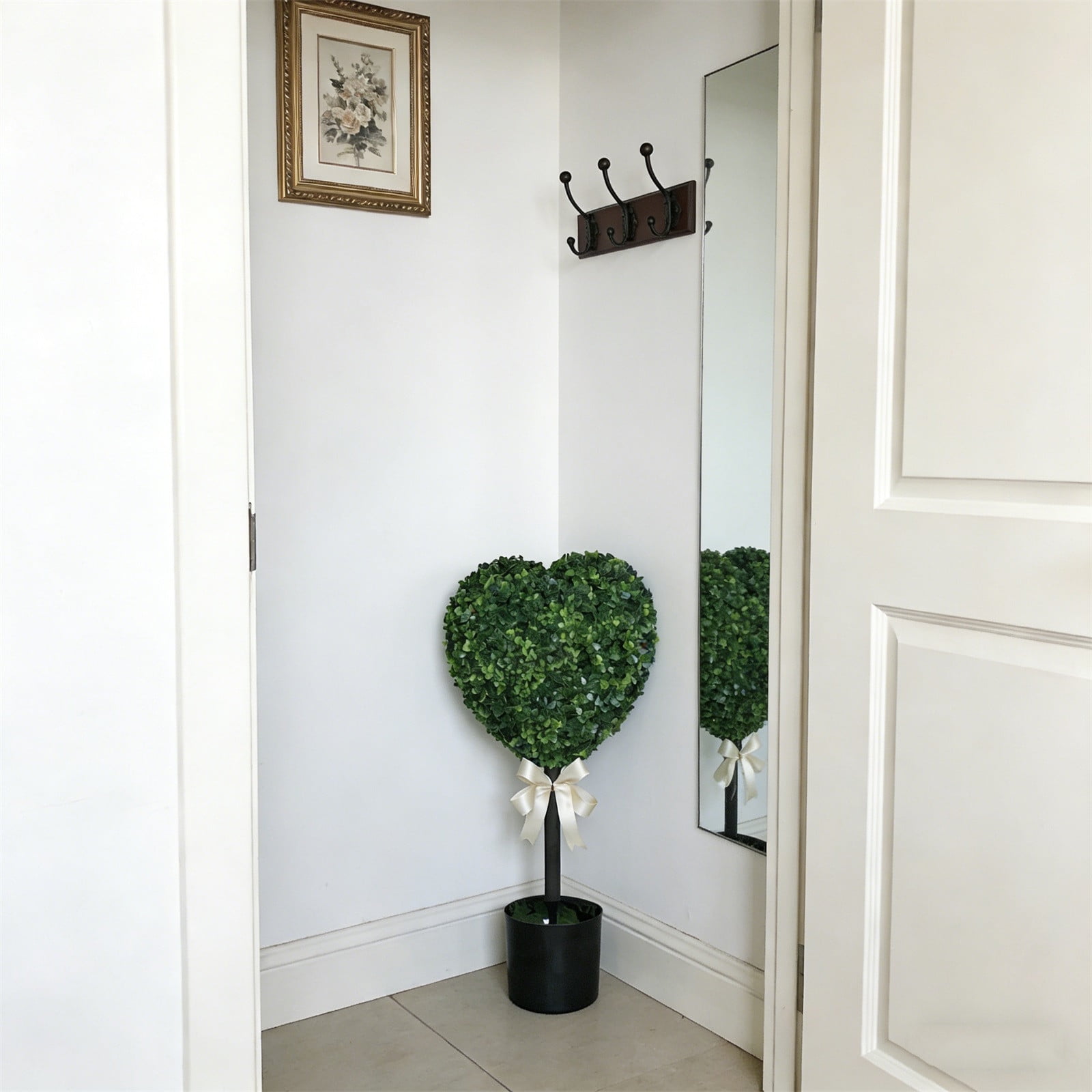 RBCKVXZ 2.5 Ft Heart Topiary Outdoor - Valentine's Day Heart Shaped Topiary Trees with Satin Bow Artificial Decorations Ball Planter Pots for Indoor Outdoor Porch Home