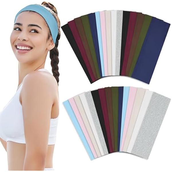 wonima44 20 Pcs Headbands for Women Non Slip, Soft Milk Silk Cotton Cloth Hair Bands, Hair Accessories for Women, Workout Stretchy Head Bands for Women's Hair for Yoga Running Sports