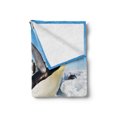 thumbnail image 2 of Penguin Soft Flannel Fleece Throw Blanket, Penguins Pole Wildlife Swimming Flying Dancing Family Group Icebergs Antarctica, Cozy Plush for Indoor and Outdoor Use, 60" x 80", Multicolor, by Ambesonne, 2 of 5