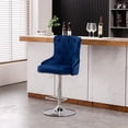 thumbnail image 2 of Alexent 2PCS Swivel Bar Stools, High Back, Button Tufted, Silver Footrest and Nailhead Trim Swivel Bar Chairs for Kitchen, Bar Velvet Upholstered Bar Stools, Dark Blue, 2 of 6