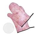 thumbnail image 3 of YFYANG Oven Mitts and Pot Holders Sets 4 Pieces, Non-Slip Heat Resistant Pink Vintage Pattern Kitchen Glove Pot Mat for Cooking and Baking, 3 of 8
