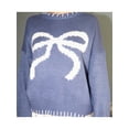 thumbnail image 4 of Michellecmm  Women Comfy Sweaters Casual Warm Bow Print Long Sleeve Pullover, 4 of 8