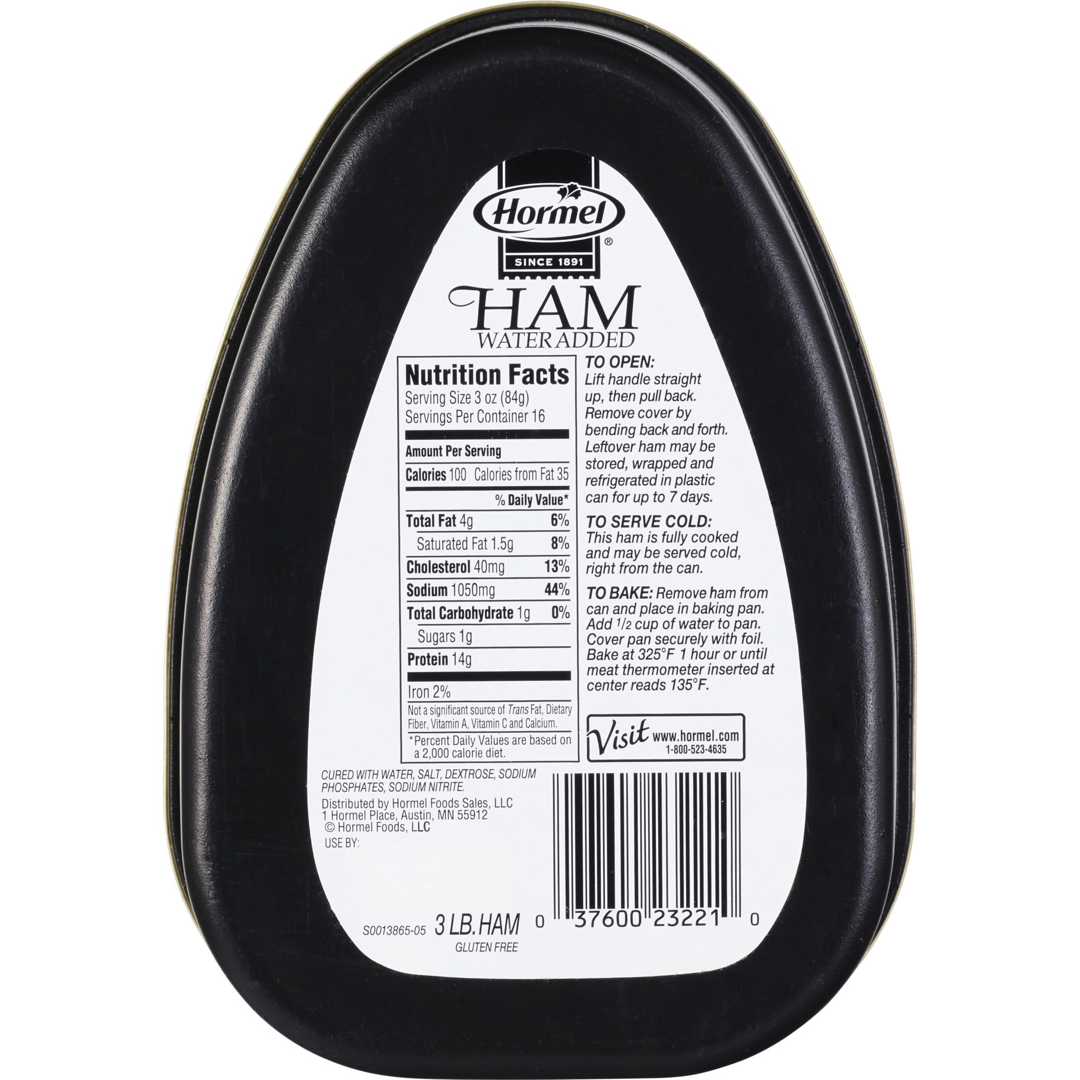 HORMEL Canned Ham, Fully Cooked, Refrigerated, 48 oz Steel Can