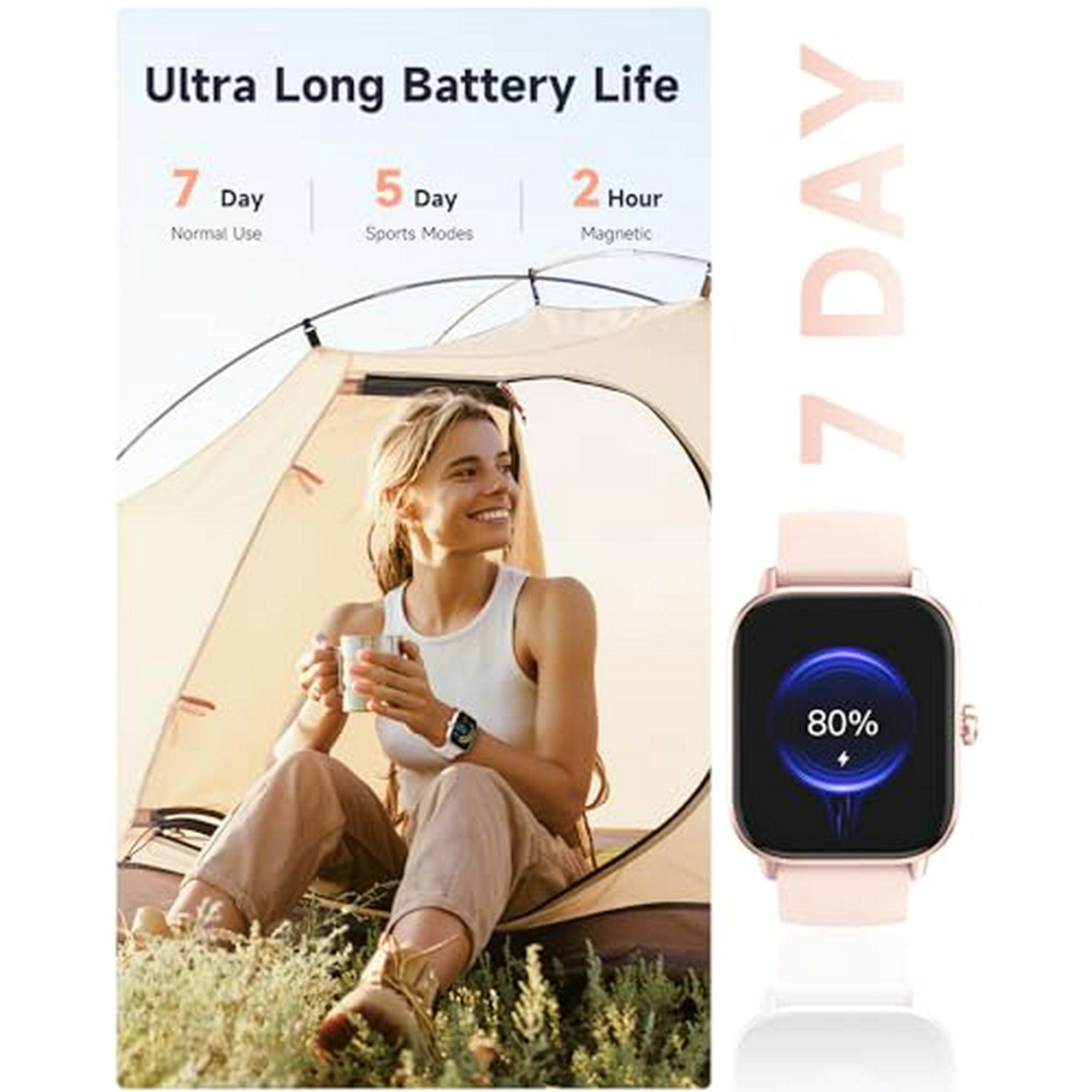 Amzhero Fitness Smart Watch for Women Men 24 7 Heart Rate Blood Oxygen Stress and Sleep Tracker 100 Sports Modes 5ATM Waterproof Activity Trackers and Smart Watches Walmart