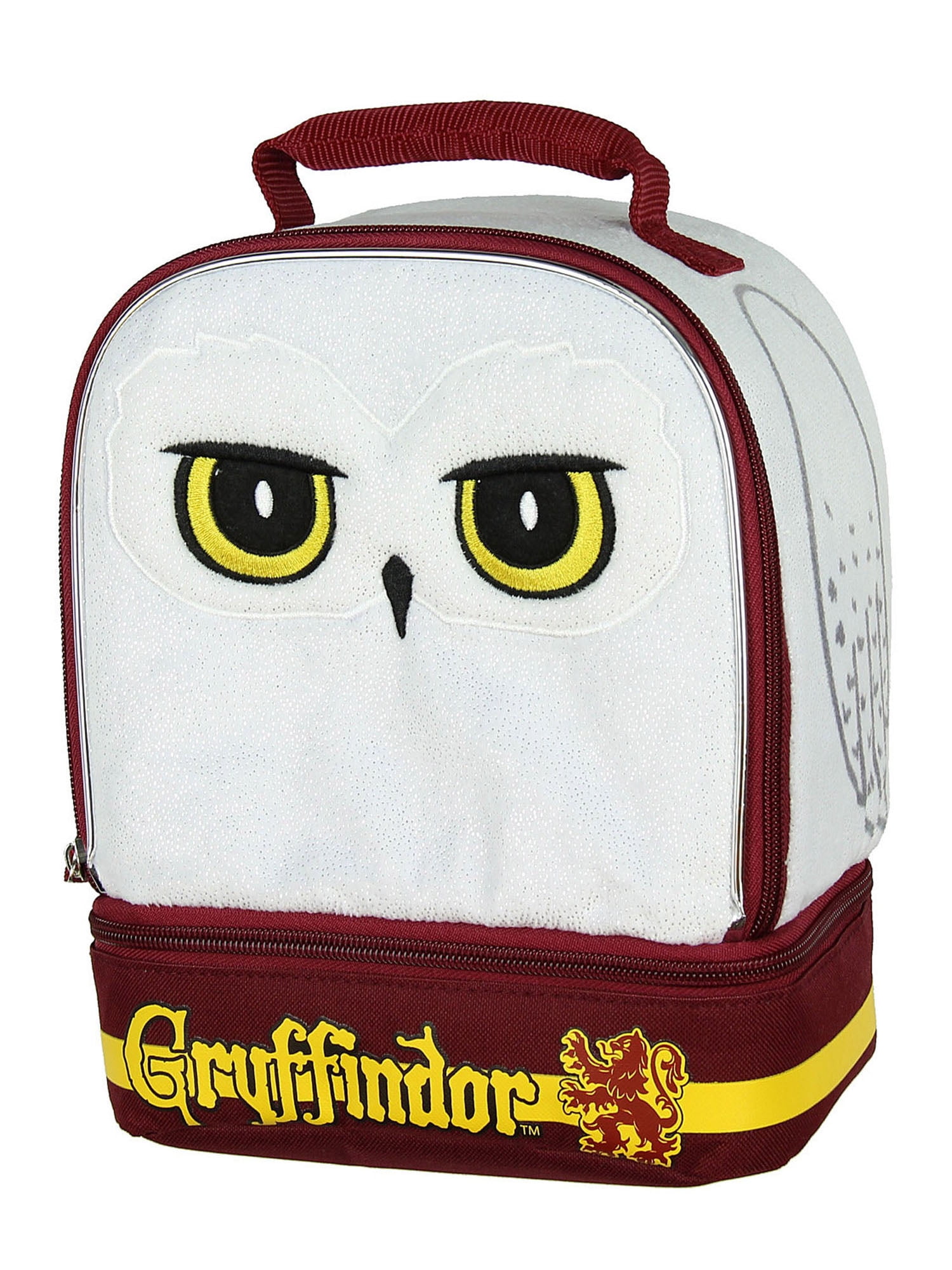Harry Potter Hedwig the Owl Gryffindor House Dual Compartment Insulated Lunch Box Tote Bag 10"