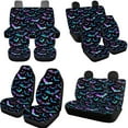 thumbnail image 3 of Uorisanigo Halloween Colorful Bats 10 Pack Car Seat Covers Full Set with Comfortable Car Steering Wheel Cover Auto Water Cup Pad and Seat Belt Cover and Chapstick Holder Fit for Cars,Suvs, 3 of 7