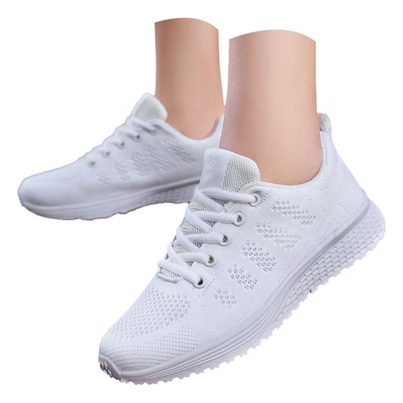 NOKIO Work Shoes for Women Non S𝗅ip Breathable Sneakers Lightweight Outdoor Walking Shoes Wide Width Running Sport Shoes 𝖫a𝖼e Up Athlet𝗂c Gym Shoes Comfortable Soft Sole Hiking Shoes
