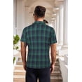 thumbnail image 4 of COOFANDY Mens Short Sleeve Button Down Shirt Plaid Button Up Shirts Casual 75% Cotton Work Shirts, 4 of 7