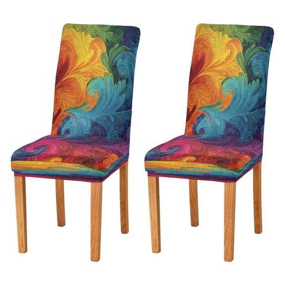 Chair Cover 2 Pack Removable Dining Chair Protectors Washable Chair Slipcovers Seat for Home Wedding Decor Vibrant Colorful Tie-dye Pattern